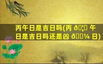丙午日是吉日吗(丙 🦅 午日是吉日吗还是凶 🌼 日)